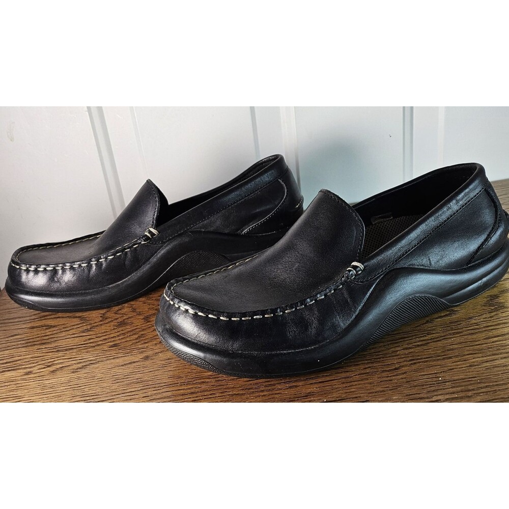 Hammacher Schlemmer Mens Walk On Air Moccasins Shoes Non-Skid Black 9.5-10 EU43